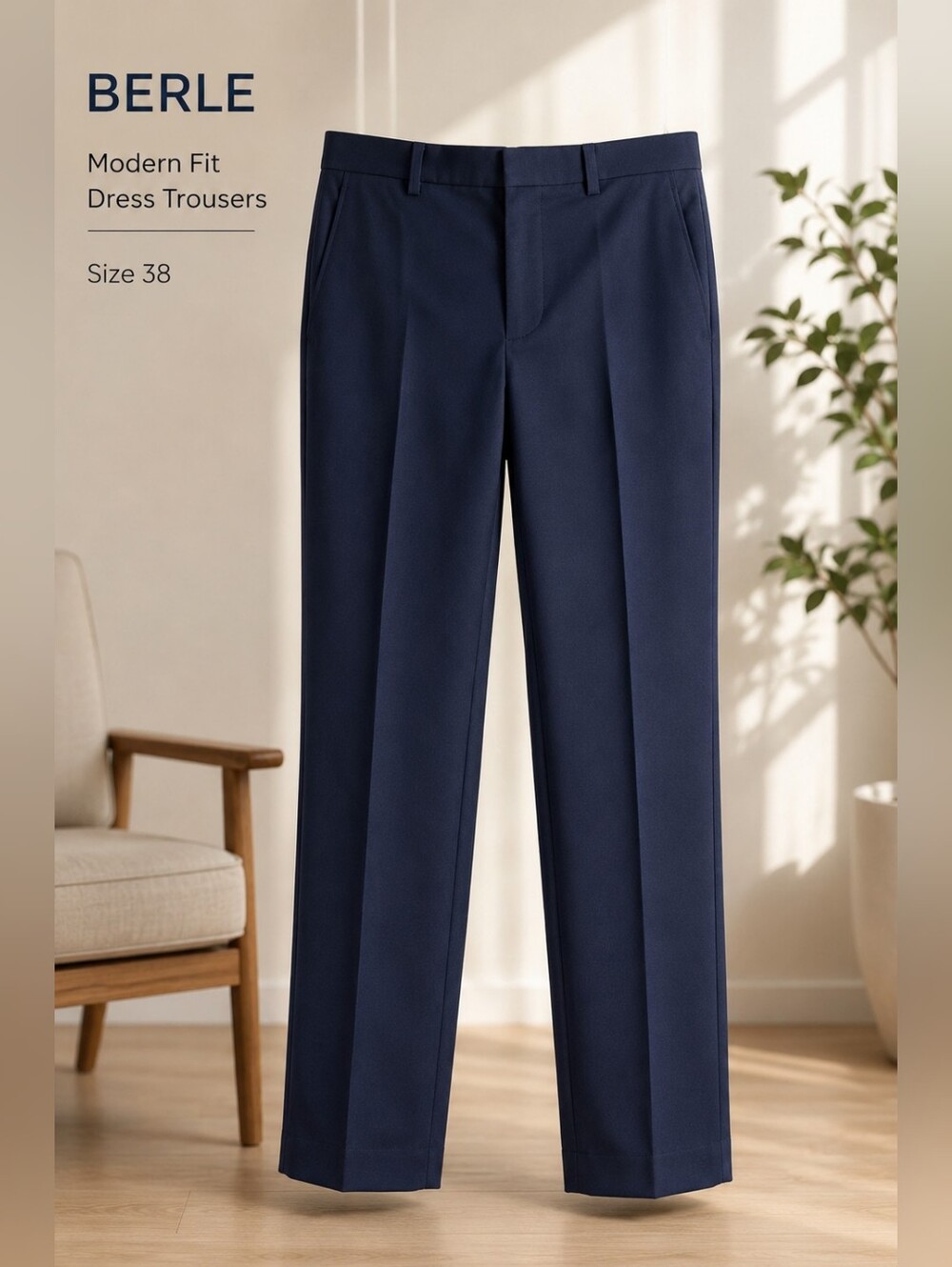 BERLE MODERN FIT Dress Trousers Pants Dark Blue sz 38